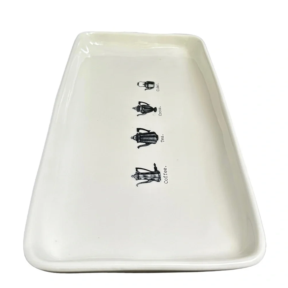 Rae Dunn Coffee Tea Cocoa Cider Icon Platter Serving Tray 2017 OG HTF NWT